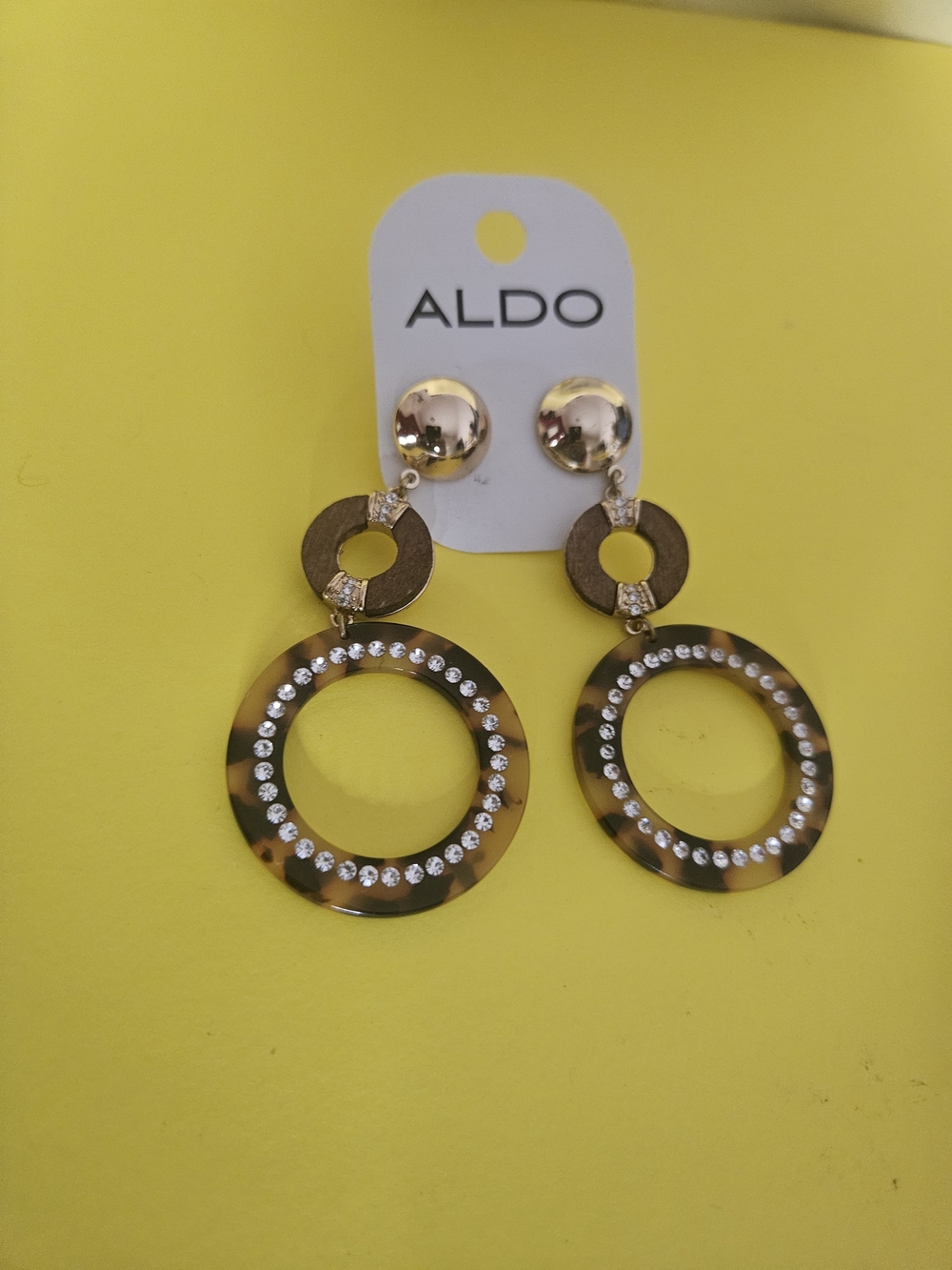 ALDO Gold and Tortoiseshell Crystal Hoop Drop Earrings